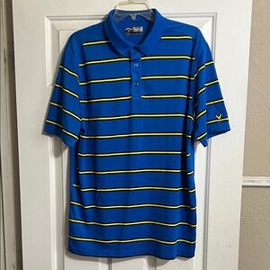 Callaway Men's Polo in Blue with Yellow Stripes